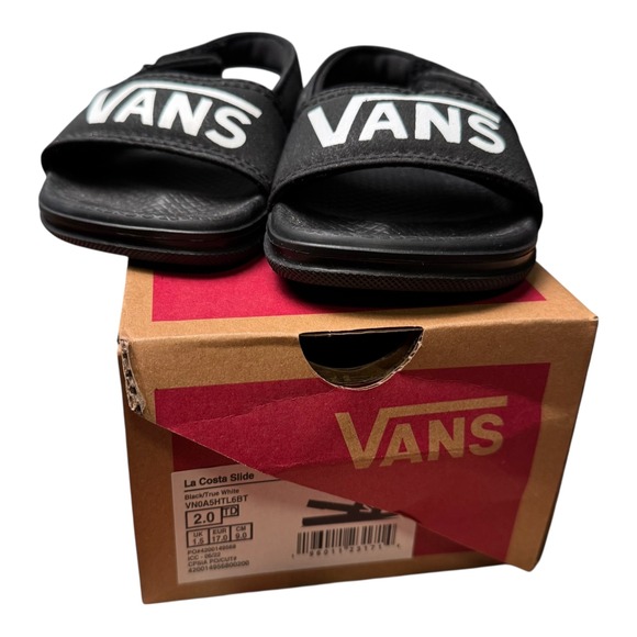 Vans La Costa Slide TD Black White Minimalist Logo‎ Toddler Sandals Size 5 SU - Picture 5 of 8